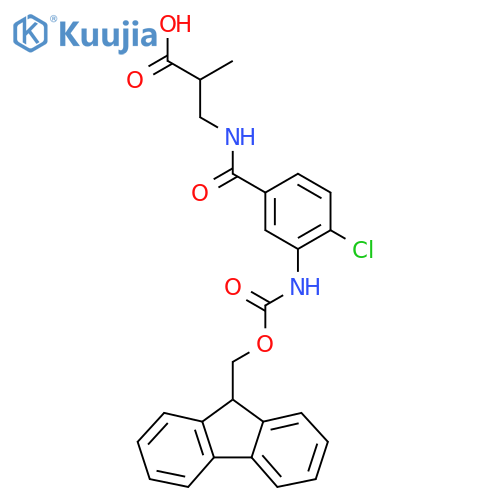 3-{4-chloro-3-({(9H-fluoren-9-yl)methoxycarbonyl}amino)phenylformamido}-2-methylpropanoic acid structure