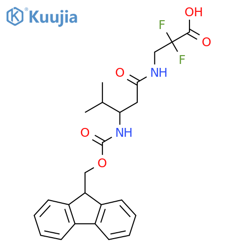 3-3-({(9H-fluoren-9-yl)methoxycarbonyl}amino)-4-methylpentanamido-2,2-difluoropropanoic acid structure