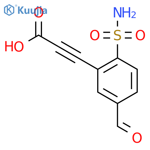 3-(5-formyl-2-sulfamoylphenyl)prop-2-ynoic acid structure