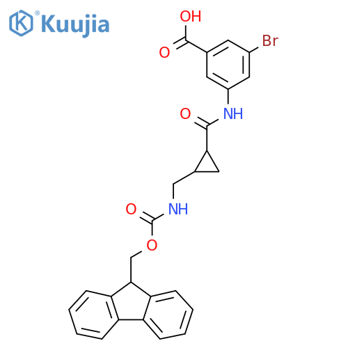 3-bromo-5-{2-({(9H-fluoren-9-yl)methoxycarbonyl}amino)methylcyclopropaneamido}benzoic acid structure