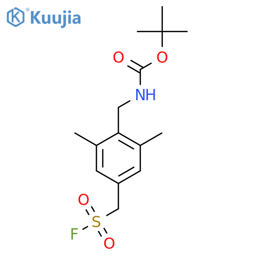 tert-butyl N-({4-(fluorosulfonyl)methyl-2,6-dimethylphenyl}methyl)carbamate structure