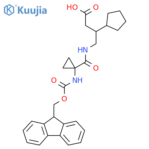 3-cyclopentyl-4-{1-({(9H-fluoren-9-yl)methoxycarbonyl}amino)cyclopropylformamido}butanoic acid structure