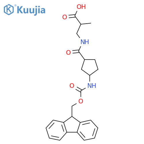 3-{3-({(9H-fluoren-9-yl)methoxycarbonyl}amino)cyclopentylformamido}-2-methylpropanoic acid structure