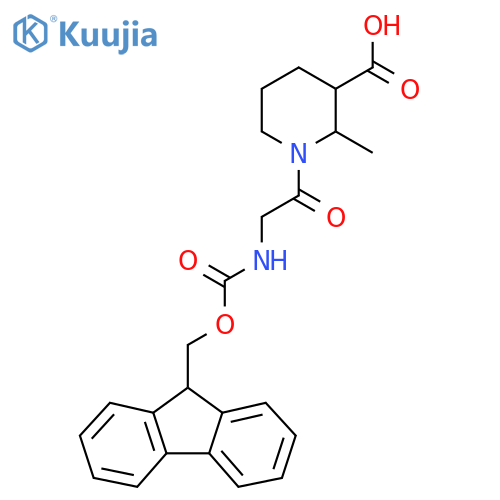 1-2-({(9H-fluoren-9-yl)methoxycarbonyl}amino)acetyl-2-methylpiperidine-3-carboxylic acid structure