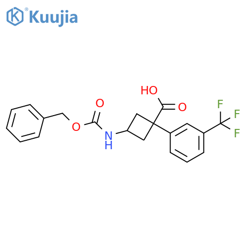 3-{(benzyloxy)carbonylamino}-1-3-(trifluoromethyl)phenylcyclobutane-1-carboxylic acid structure