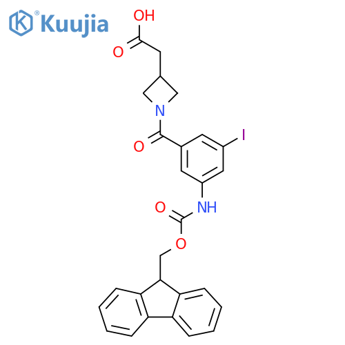 2-{1-3-({(9H-fluoren-9-yl)methoxycarbonyl}amino)-5-iodobenzoylazetidin-3-yl}acetic acid structure