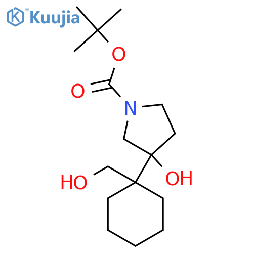 tert-butyl 3-hydroxy-3-1-(hydroxymethyl)cyclohexylpyrrolidine-1-carboxylate structure