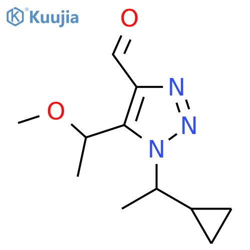 1-(1-cyclopropylethyl)-5-(1-methoxyethyl)-1H-1,2,3-triazole-4-carbaldehyde structure