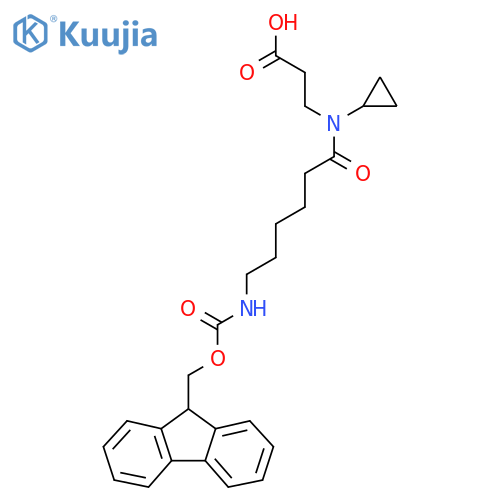 3-N-cyclopropyl-6-({(9H-fluoren-9-yl)methoxycarbonyl}amino)hexanamidopropanoic acid structure