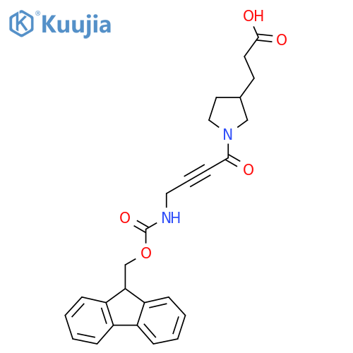 3-{1-4-({(9H-fluoren-9-yl)methoxycarbonyl}amino)but-2-ynoylpyrrolidin-3-yl}propanoic acid structure