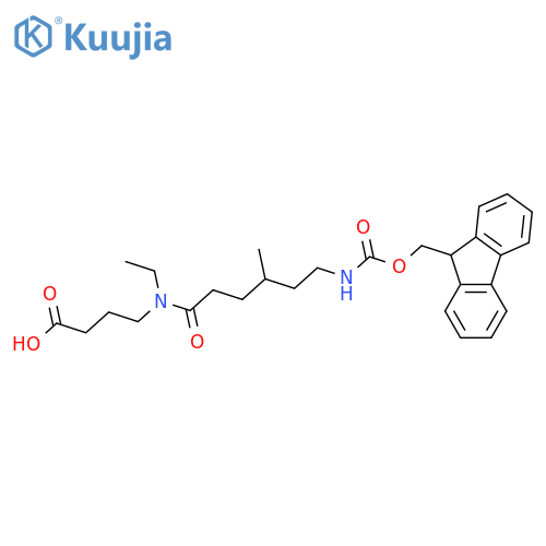 4-N-ethyl-6-({(9H-fluoren-9-yl)methoxycarbonyl}amino)-4-methylhexanamidobutanoic acid structure
