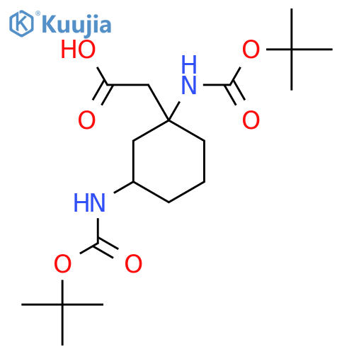 2-1,3-bis({(tert-butoxy)carbonylamino})cyclohexylacetic acid structure