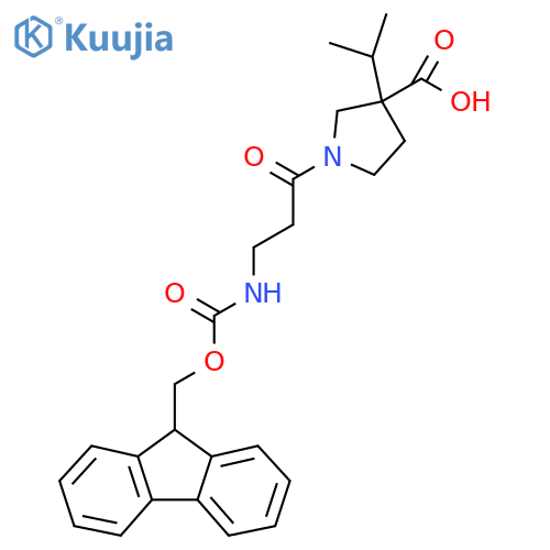 1-3-({(9H-fluoren-9-yl)methoxycarbonyl}amino)propanoyl-3-(propan-2-yl)pyrrolidine-3-carboxylic acid structure