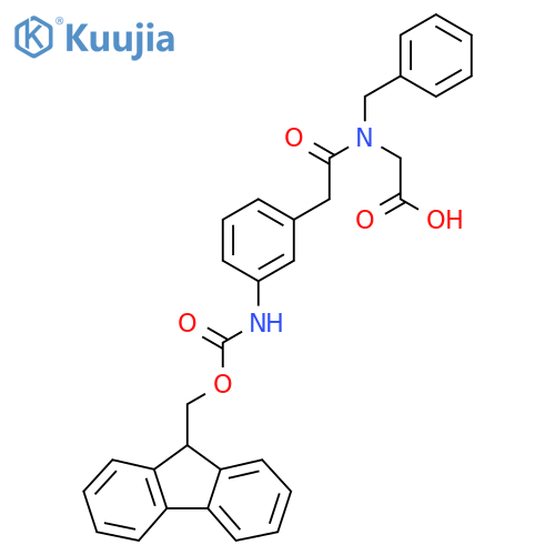 2-{N-benzyl-2-3-({(9H-fluoren-9-yl)methoxycarbonyl}amino)phenylacetamido}acetic acid structure