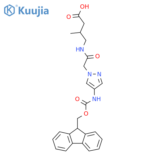 4-{2-4-({(9H-fluoren-9-yl)methoxycarbonyl}amino)-1H-pyrazol-1-ylacetamido}-3-methylbutanoic acid structure