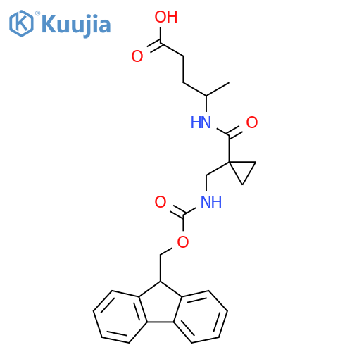 4-({1-({(9H-fluoren-9-yl)methoxycarbonyl}amino)methylcyclopropyl}formamido)pentanoic acid structure