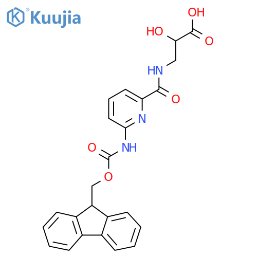 3-{6-({(9H-fluoren-9-yl)methoxycarbonyl}amino)pyridin-2-ylformamido}-2-hydroxypropanoic acid structure