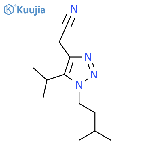 2-1-(3-methylbutyl)-5-(propan-2-yl)-1H-1,2,3-triazol-4-ylacetonitrile structure