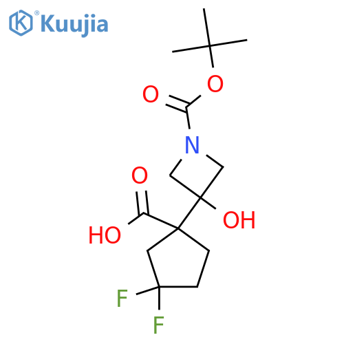 1-{1-(tert-butoxy)carbonyl-3-hydroxyazetidin-3-yl}-3,3-difluorocyclopentane-1-carboxylic acid structure