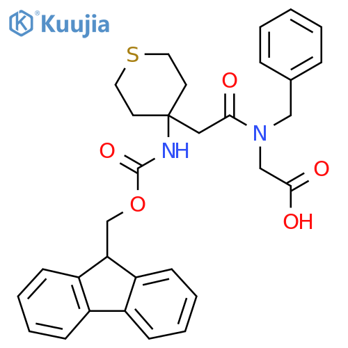 2-{N-benzyl-2-4-({(9H-fluoren-9-yl)methoxycarbonyl}amino)thian-4-ylacetamido}acetic acid structure