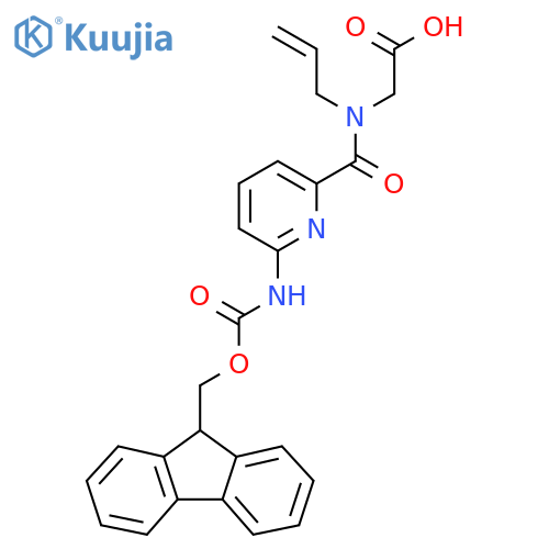 2-{1-6-({(9H-fluoren-9-yl)methoxycarbonyl}amino)pyridin-2-yl-N-(prop-2-en-1-yl)formamido}acetic acid structure