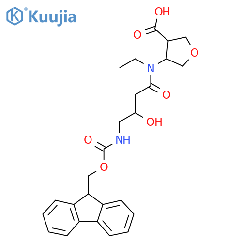 4-N-ethyl-4-({(9H-fluoren-9-yl)methoxycarbonyl}amino)-3-hydroxybutanamidooxolane-3-carboxylic acid structure