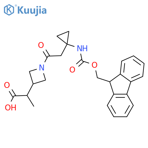 2-(1-{2-1-({(9H-fluoren-9-yl)methoxycarbonyl}amino)cyclopropylacetyl}azetidin-3-yl)propanoic acid structure