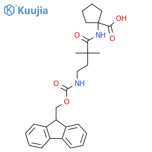 1-4-({(9H-fluoren-9-yl)methoxycarbonyl}amino)-2,2-dimethylbutanamidocyclopentane-1-carboxylic acid structure