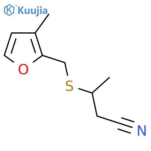 3-{(3-methylfuran-2-yl)methylsulfanyl}butanenitrile structure