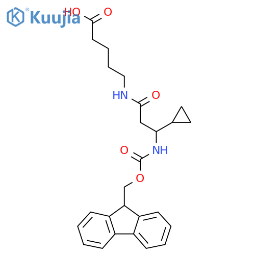 5-3-cyclopropyl-3-({(9H-fluoren-9-yl)methoxycarbonyl}amino)propanamidopentanoic acid structure