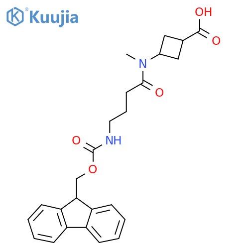 3-4-({(9H-fluoren-9-yl)methoxycarbonyl}amino)-N-methylbutanamidocyclobutane-1-carboxylic acid structure