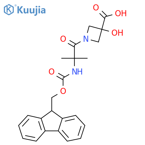 1-2-({(9H-fluoren-9-yl)methoxycarbonyl}amino)-2-methylpropanoyl-3-hydroxyazetidine-3-carboxylic acid structure