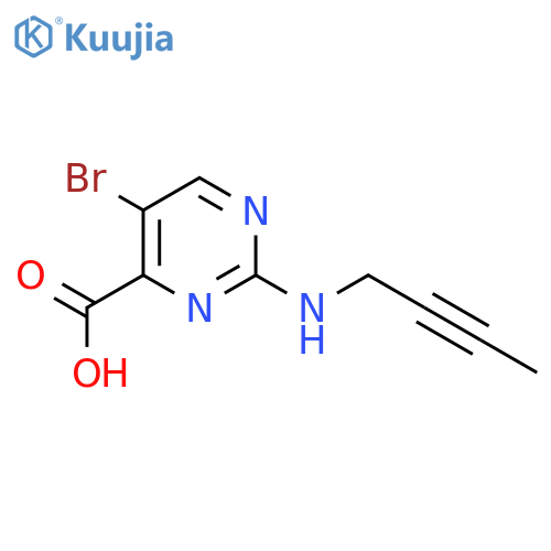 5-bromo-2-(but-2-yn-1-yl)aminopyrimidine-4-carboxylic acid structure