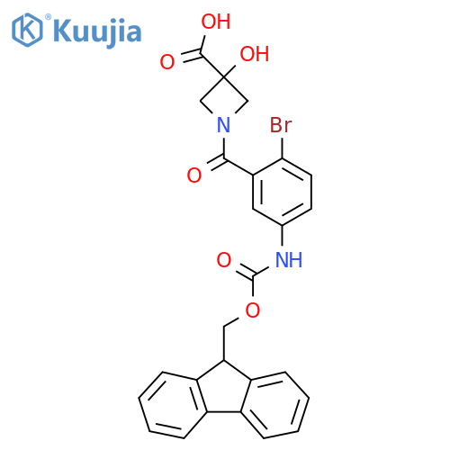 1-2-bromo-5-({(9H-fluoren-9-yl)methoxycarbonyl}amino)benzoyl-3-hydroxyazetidine-3-carboxylic acid structure