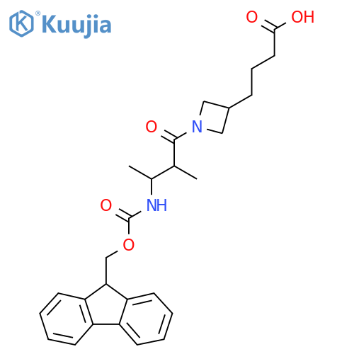 4-{1-3-({(9H-fluoren-9-yl)methoxycarbonyl}amino)-2-methylbutanoylazetidin-3-yl}butanoic acid structure