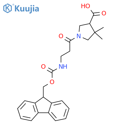 1-3-({(9H-fluoren-9-yl)methoxycarbonyl}amino)propanoyl-4,4-dimethylpyrrolidine-3-carboxylic acid structure