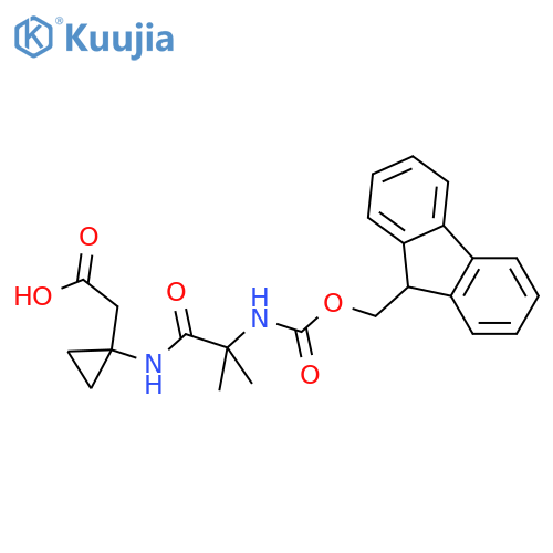 2-{1-2-({(9H-fluoren-9-yl)methoxycarbonyl}amino)-2-methylpropanamidocyclopropyl}acetic acid structure