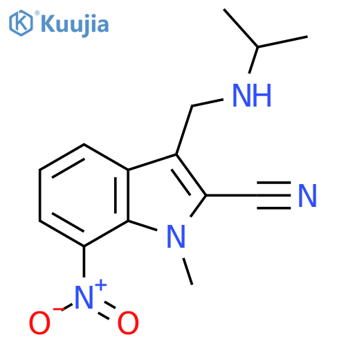 1-methyl-7-nitro-3-{(propan-2-yl)aminomethyl}-1H-indole-2-carbonitrile structure