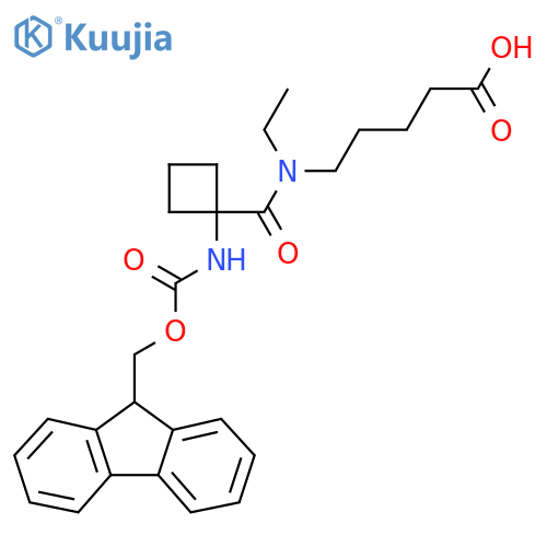 5-{N-ethyl-1-1-({(9H-fluoren-9-yl)methoxycarbonyl}amino)cyclobutylformamido}pentanoic acid structure