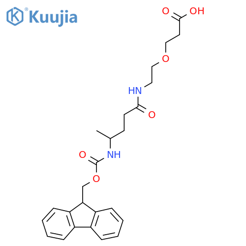 3-{2-4-({(9H-fluoren-9-yl)methoxycarbonyl}amino)pentanamidoethoxy}propanoic acid structure