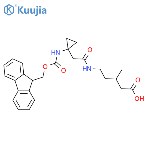 5-{2-1-({(9H-fluoren-9-yl)methoxycarbonyl}amino)cyclopropylacetamido}-3-methylpentanoic acid structure