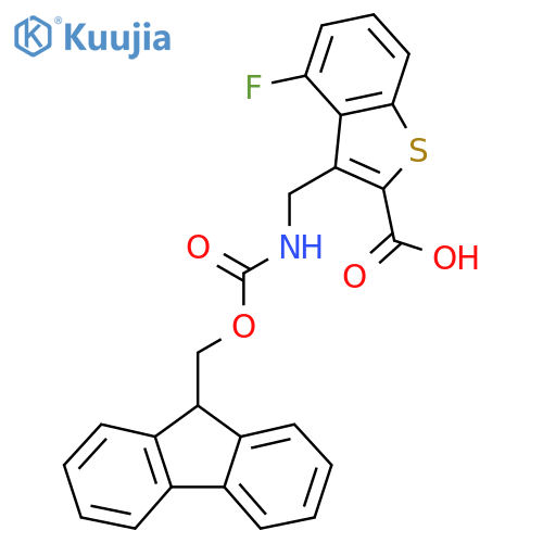 3-({(9H-fluoren-9-yl)methoxycarbonyl}amino)methyl-4-fluoro-1-benzothiophene-2-carboxylic acid structure