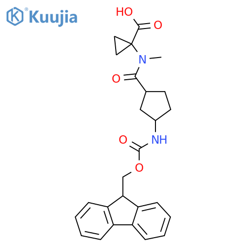 1-N-methyl3-({(9H-fluoren-9-yl)methoxycarbonyl}amino)cyclopentaneamidocyclopropane-1-carboxylic acid structure