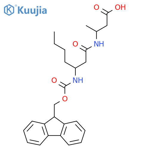 3-3-({(9H-fluoren-9-yl)methoxycarbonyl}amino)heptanamidobutanoic acid structure