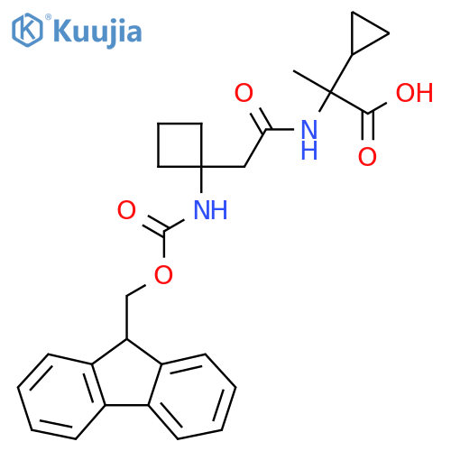 2-cyclopropyl-2-{2-1-({(9H-fluoren-9-yl)methoxycarbonyl}amino)cyclobutylacetamido}propanoic acid structure