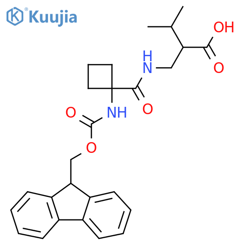 2-({1-({(9H-fluoren-9-yl)methoxycarbonyl}amino)cyclobutylformamido}methyl)-3-methylbutanoic acid structure