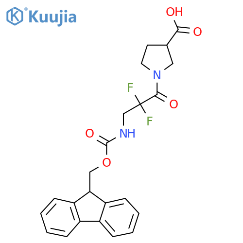 1-3-({(9H-fluoren-9-yl)methoxycarbonyl}amino)-2,2-difluoropropanoylpyrrolidine-3-carboxylic acid structure