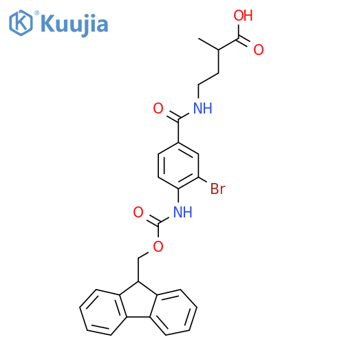 4-{3-bromo-4-({(9H-fluoren-9-yl)methoxycarbonyl}amino)phenylformamido}-2-methylbutanoic acid structure