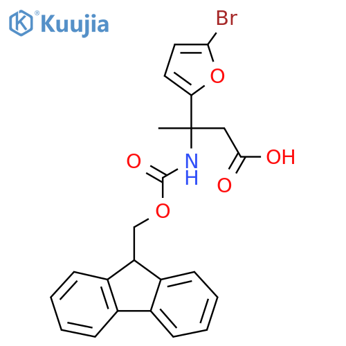 3-(5-bromofuran-2-yl)-3-({(9H-fluoren-9-yl)methoxycarbonyl}amino)butanoic acid structure