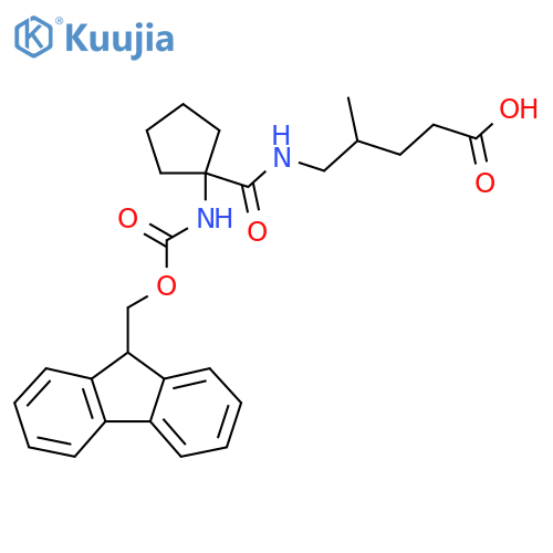 5-{1-({(9H-fluoren-9-yl)methoxycarbonyl}amino)cyclopentylformamido}-4-methylpentanoic acid structure